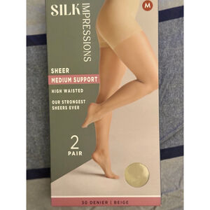 Women's Silk Impressions Medium Support Sheer High Waisted Tights Beige